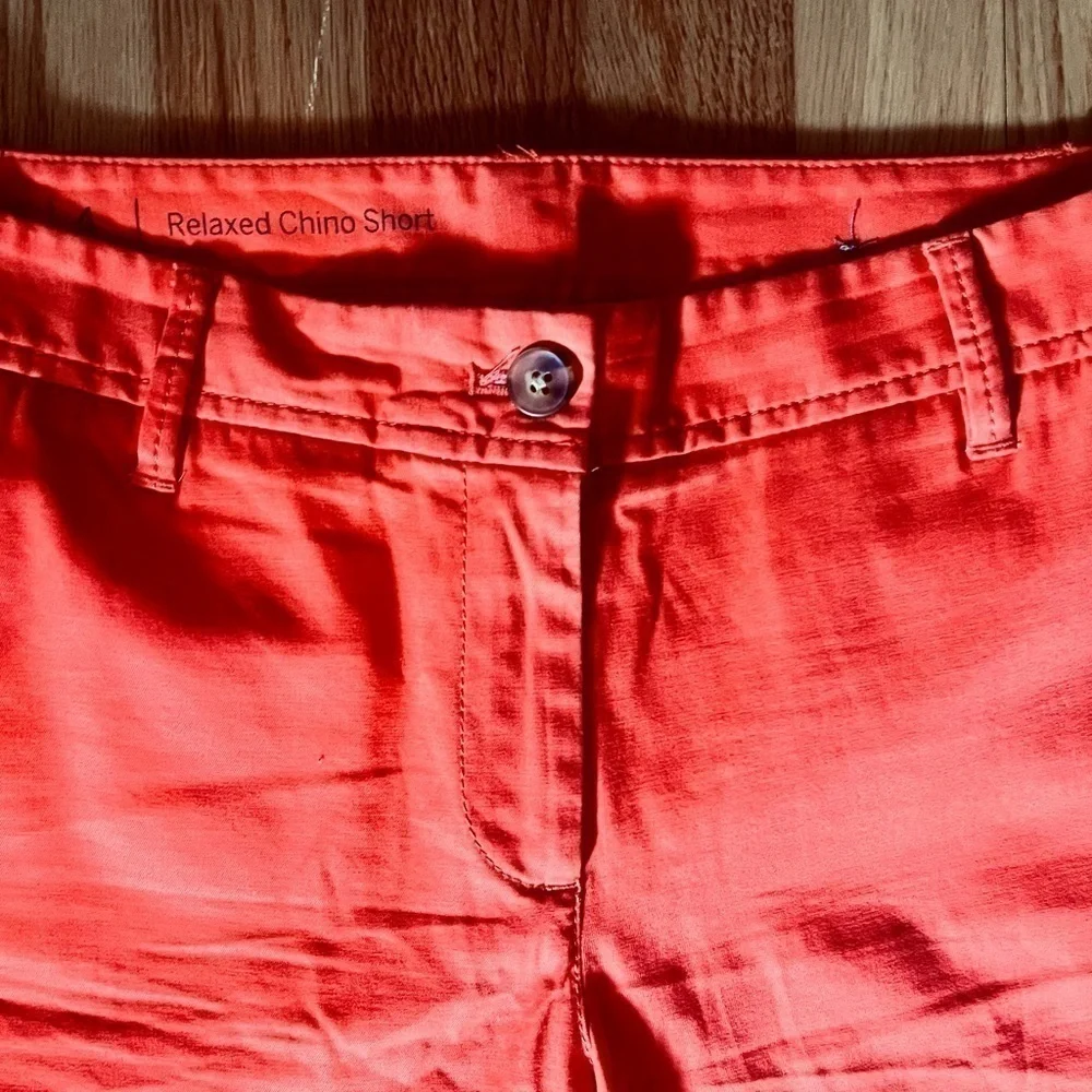 TALBOTS Relaxed Bermuda Shorts Coral Orange Chino Cotton Stretch Mid Rise 4